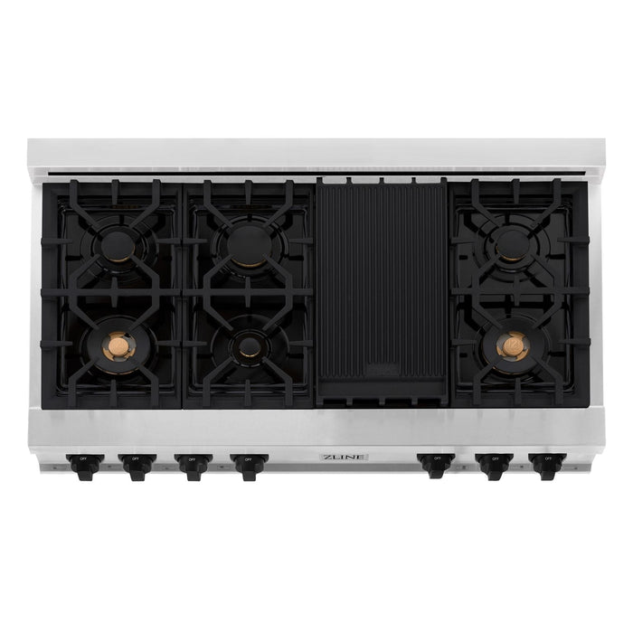 ZLINE Autograph Matte Black Package - 48" Rangetop, 48" Range Hood, Dishwasher, Built-In Refrigerator