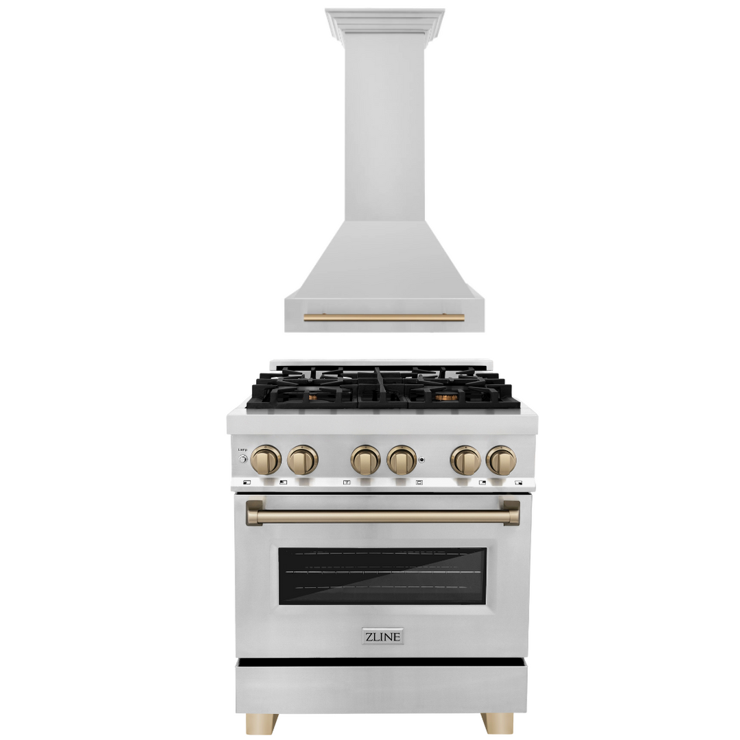 Zline ZLINE Autograph Package - 30 In. Dual Fuel Range, Range Hood in Stainl