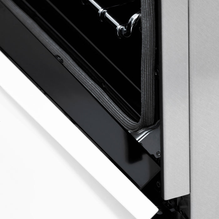 ZLINE Autograph Package - 48" Dual Fuel Range, Range Hood in DuraSnow® Stainless Steel, White Matte Door, Bronze Accents