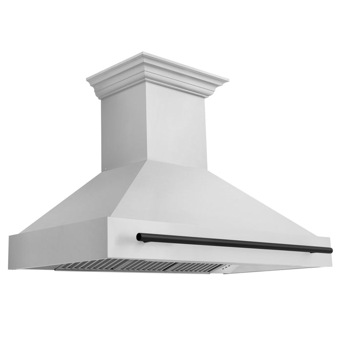 ZLINE Autograph Package - 48 In. Dual Fuel Range, Range Hood, Dishwasher in Stainless Steel with Matte Black Accents, 3AKP-RARHDWM48-MB