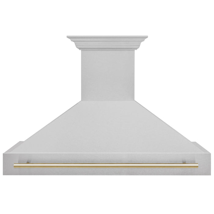 ZLINE Autograph Package - 48 In. Gas Range and Range Hood in DuraSnow® Stainless Steel with Gold Accents, 2AKPR-RGSRH48-G