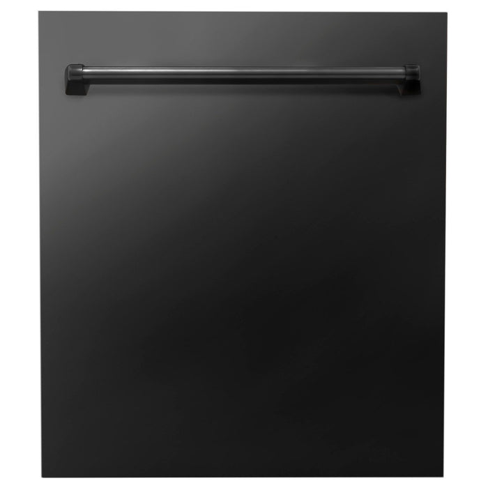 ZLINE Black Stainless Steel Appliance Package - 48 in. Dual Fuel Range, Range Hood, Microwave Oven, Dishwasher, 4KP-RABRH48-MODW