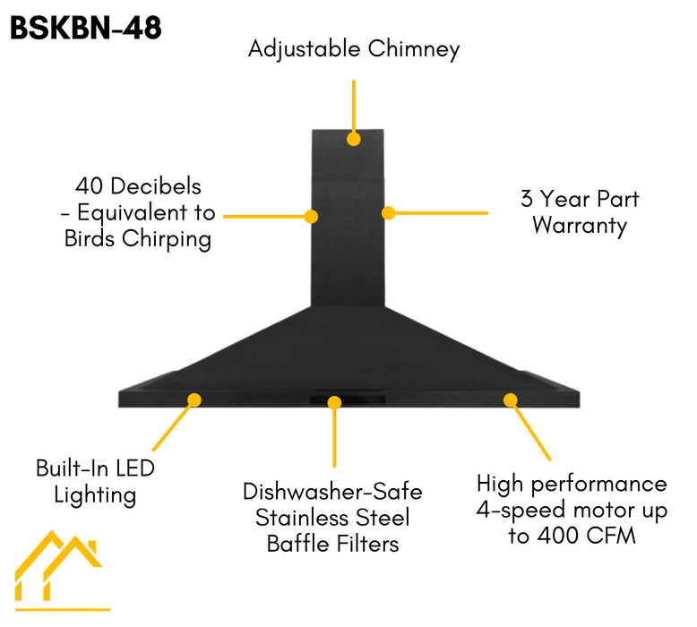 ZLINE Kitchen Appliance Package - 48 In. Gas Range with Brass Burners, Range Hood and Microwave Oven in Black Stainless Steel, 3KP-SGRBRHMWO-48