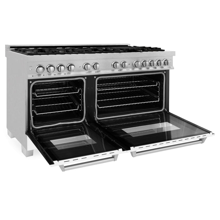 ZLINE 60 In. Professional Dual Fuel Range in DuraSnow®Stainless Steel with White Matte Door, RAS-WM-60