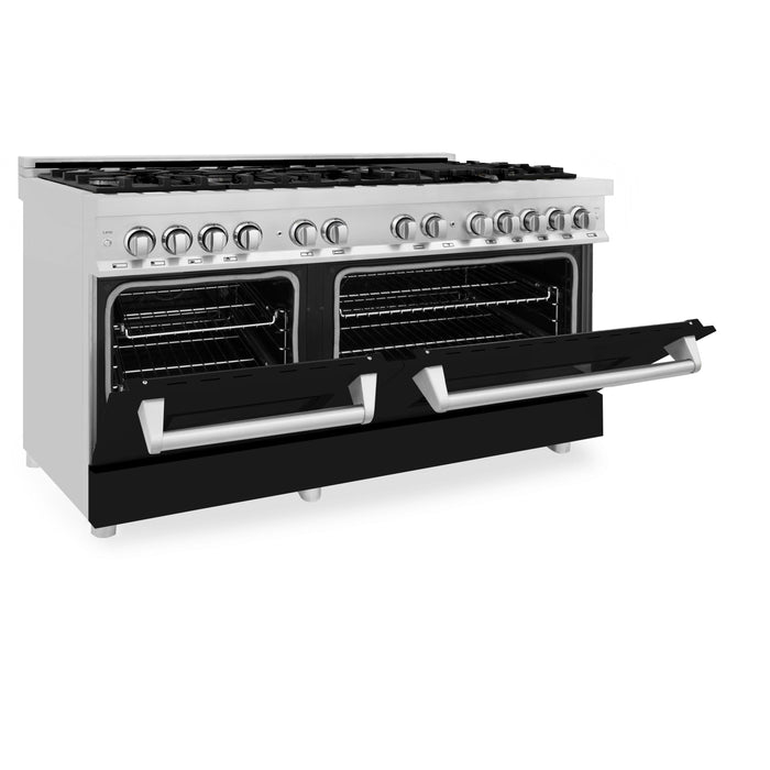 ZLINE 60 In. Professional Dual Fuel Range in Stainless Steel with Black Matte Door, RA-BLM-60