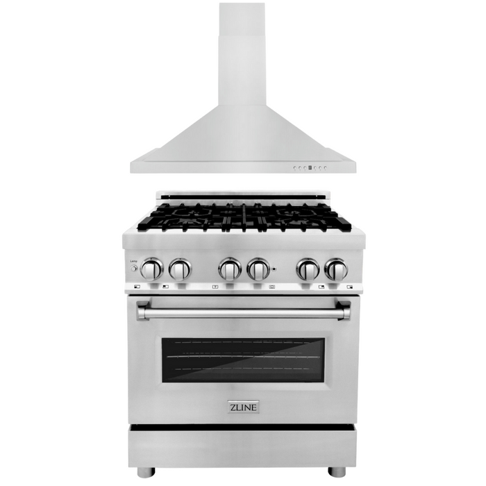 ZLINE Kitchen and Bath Appliance Package 30 in. Dual Fuel Range & 30 in. Range Hood, 2KP-RARH30