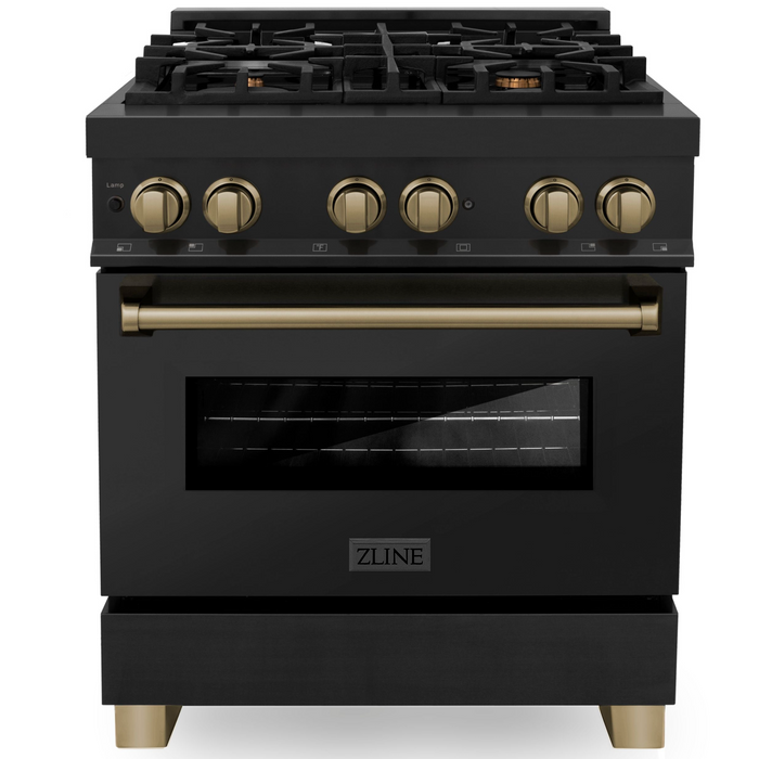 ZLINE Autograph 30" 4.0 cu. ft. Dual Fuel Range in Stainless Steel with Bronze Accents, RABZ-30-CB