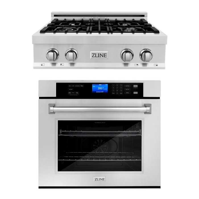 ZLINE Kitchen Appliance Package with 30 in. Stainless Steel Rangetop and 30 in. Single Wall Oven, 2KP-RTAWS30