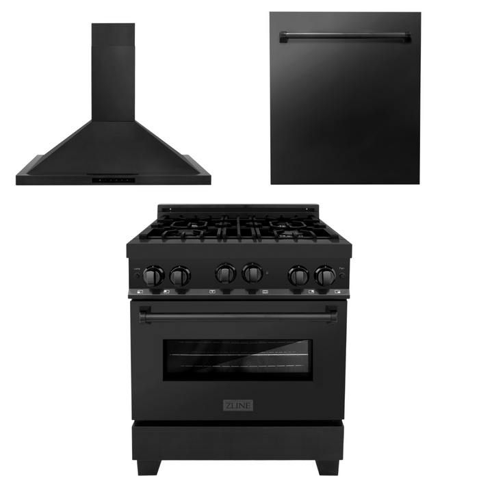 ZLINE Appliance Package - 30 in. Gas Range, Range Hood & Dishwasher Appliance Package, 3KP-RGBRH30-DW