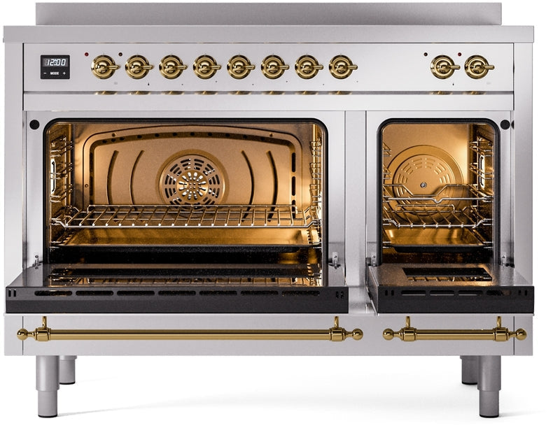 ILVE Nostalgie II 48" Induction Range with Element Stove and Electric Oven in Stainless Steel with Copper Trim, UPI486NMPSSP