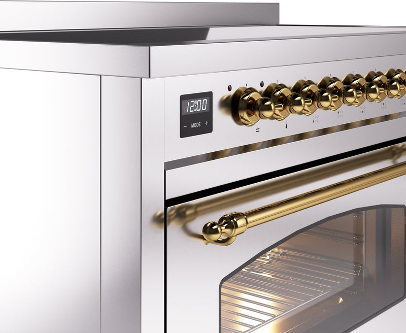 ILVE Nostalgie II 48" Induction Range with Element Stove and Electric Oven in Stainless Steel with Copper Trim, UPI486NMPSSP