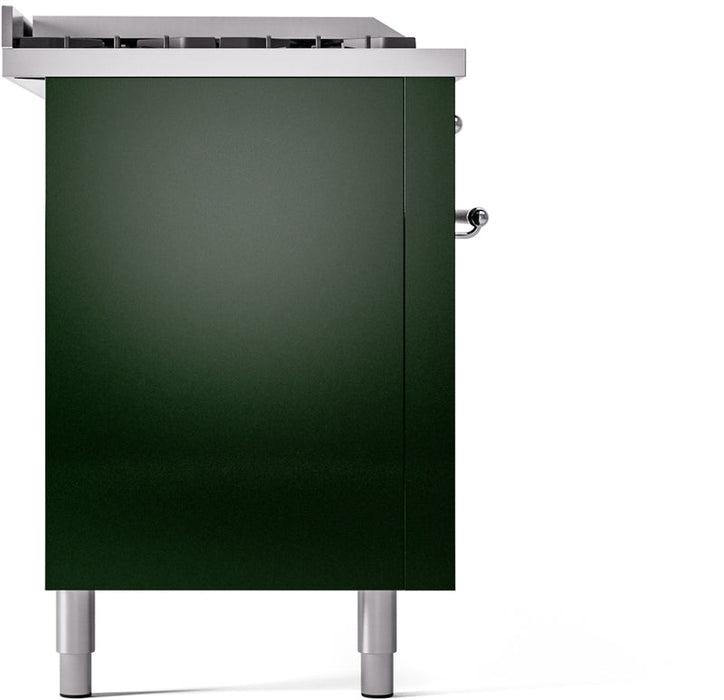 ILVE Nostalgie II 60" Dual Fuel Natural Gas Range in Emerald Green with Chrome Trim, UP60FSNMPEGC