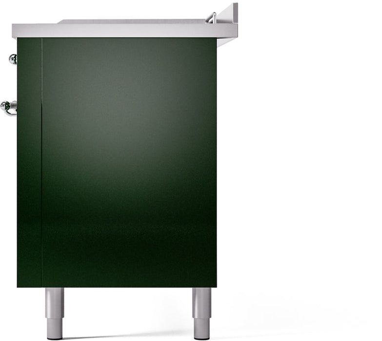 ILVE Nostalgie II 60" Dual Fuel Natural Gas Range in Emerald Green with Chrome Trim, UP60FSNMPEGC