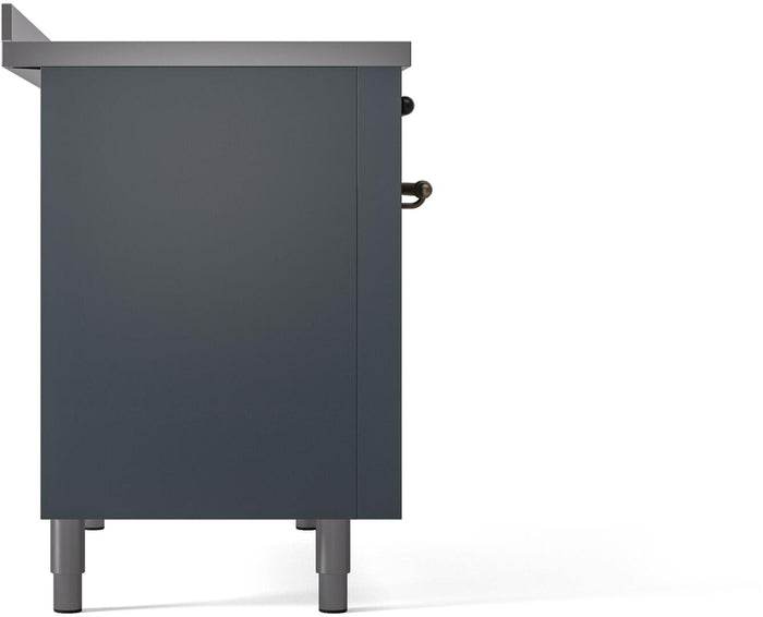 ILVE Nostalgie II 48" Induction Range with Element Stove and Electric Oven in Blue Grey with Bronze Trim, UPI486NMPBGB