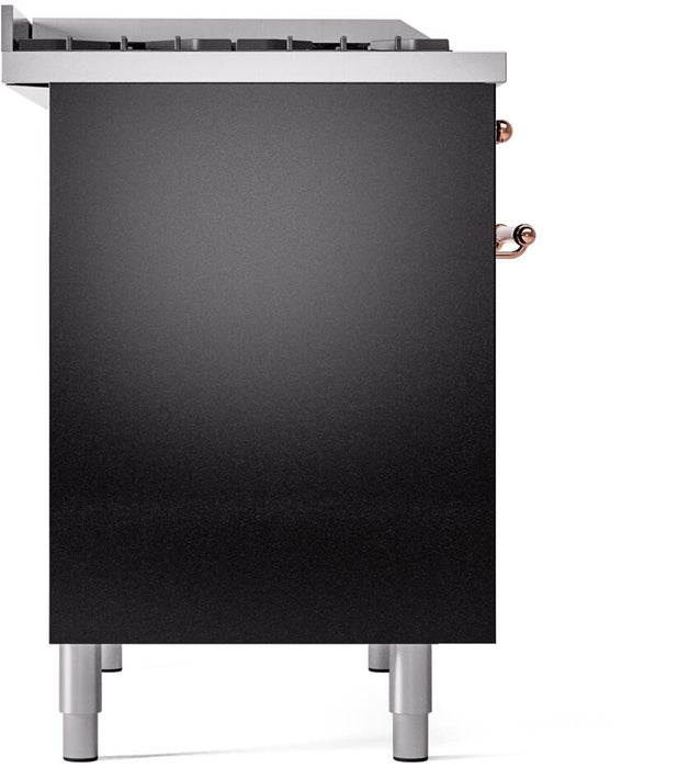 ILVE Nostalgie II 40" Dual Fuel Natural Gas Range in Black with Copper Trim, UPD40FNMPBKP