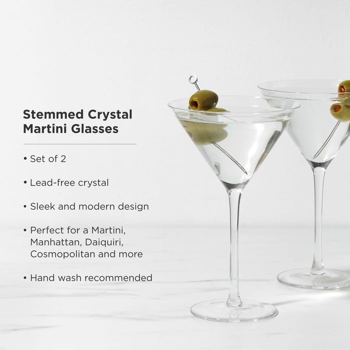 Raye Stemmed Crystal Martini Glasses Set of 2