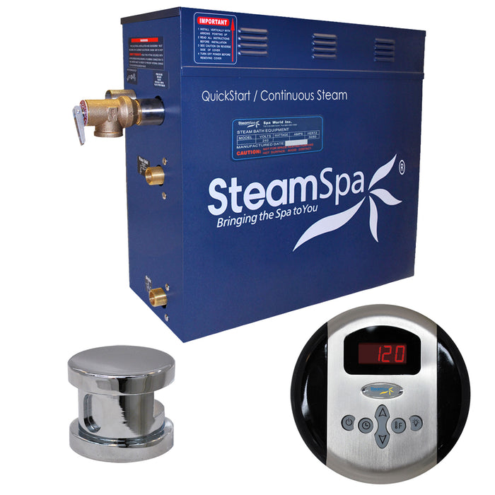 SteamSpa Oasis 6 KW QuickStart Acu-Steam Bath Generator Package in Polished Chrome