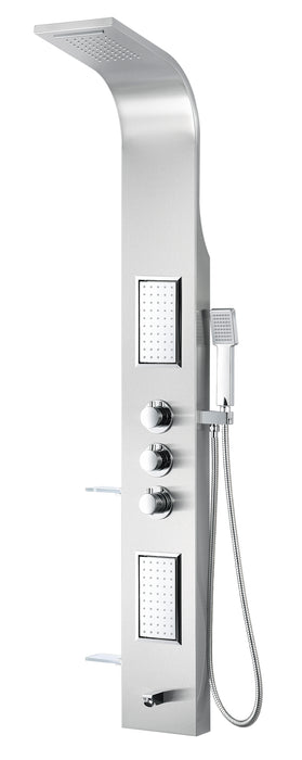 Field 58 in. Full Body Shower Panel with Heavy Rain Shower and Spray Wand in Brushed Steel