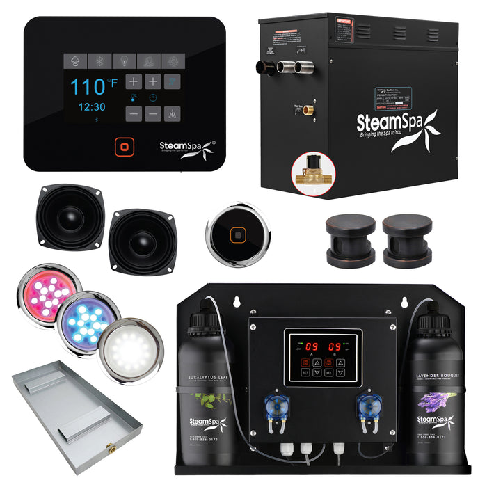 Black Series WiFi and Bluetooth 10.5kW QuickStart Steam Bath Generator Package with Dual Aroma Pump in Oil Rubbed Bronze