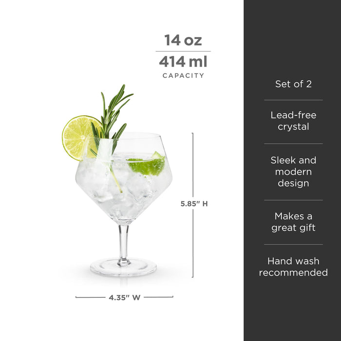 Raye Angled Crystal Gin & Tonic Glasses