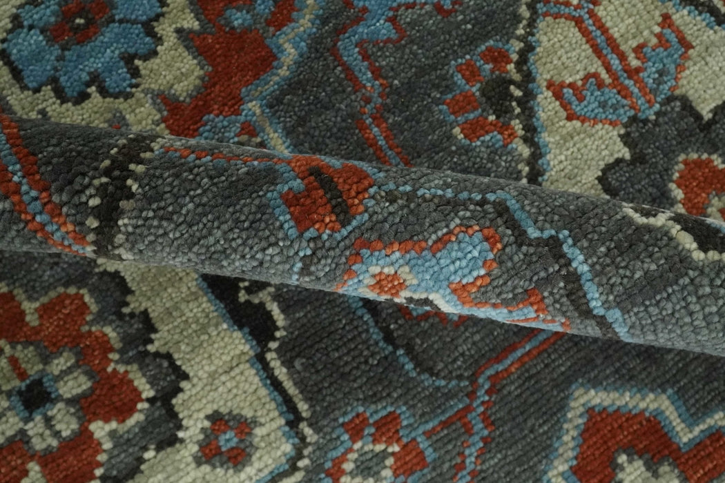 Antique look Gray And Rust Hand knotted Traditional Oushak Multi Size Area Rug