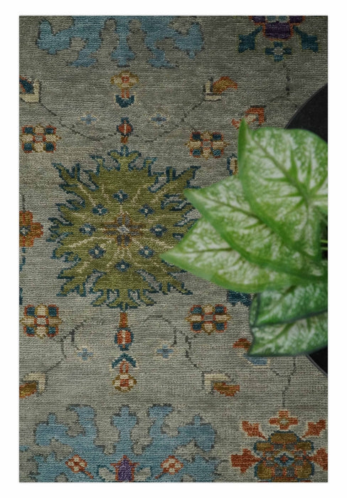 Antique Hand Knotted Gray, Beige and Blue Traditional Oushak Vintage Style Multi Size Wool area Rug