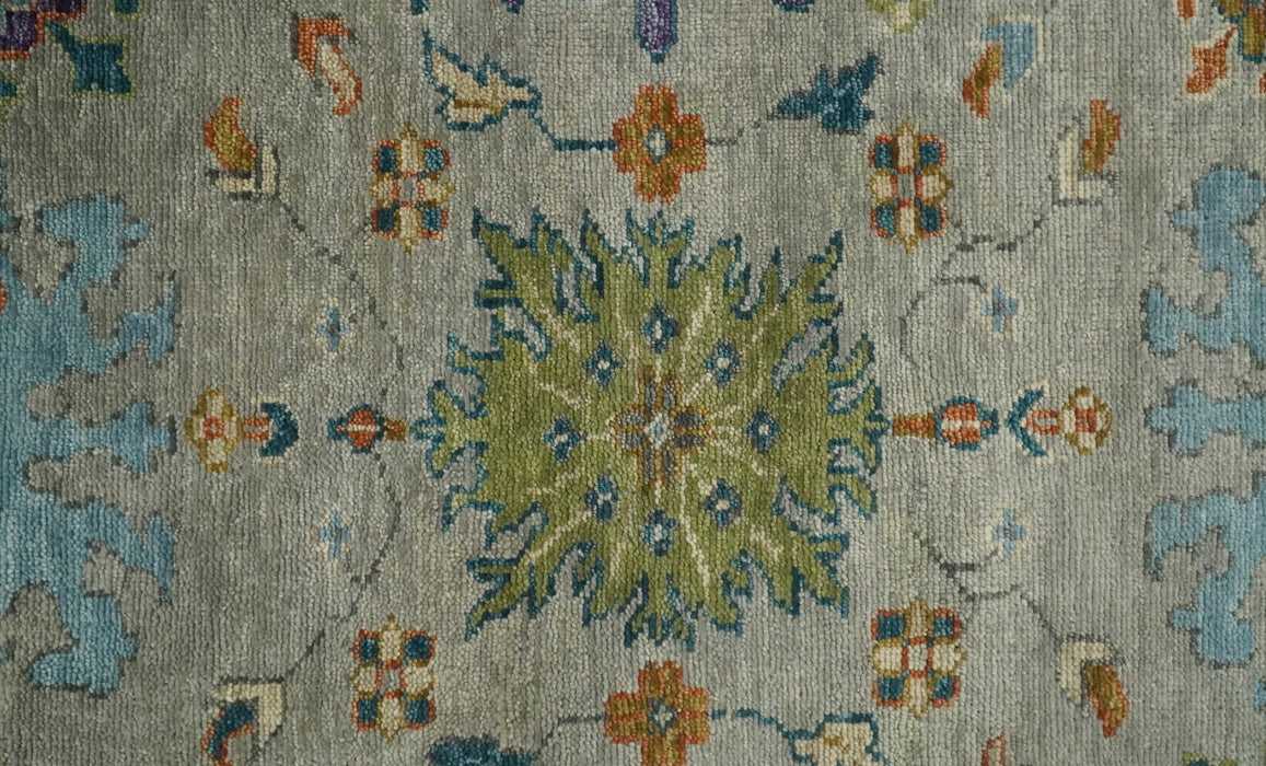 Antique Hand Knotted Gray, Beige and Blue Traditional Oushak Vintage Style Multi Size Wool area Rug