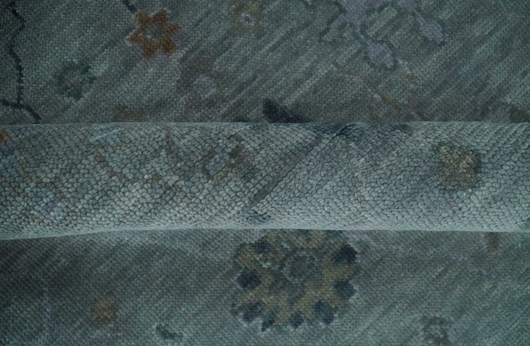 Antique Hand Knotted Charcoal and Gray Traditional Oushak wool Area Rug
