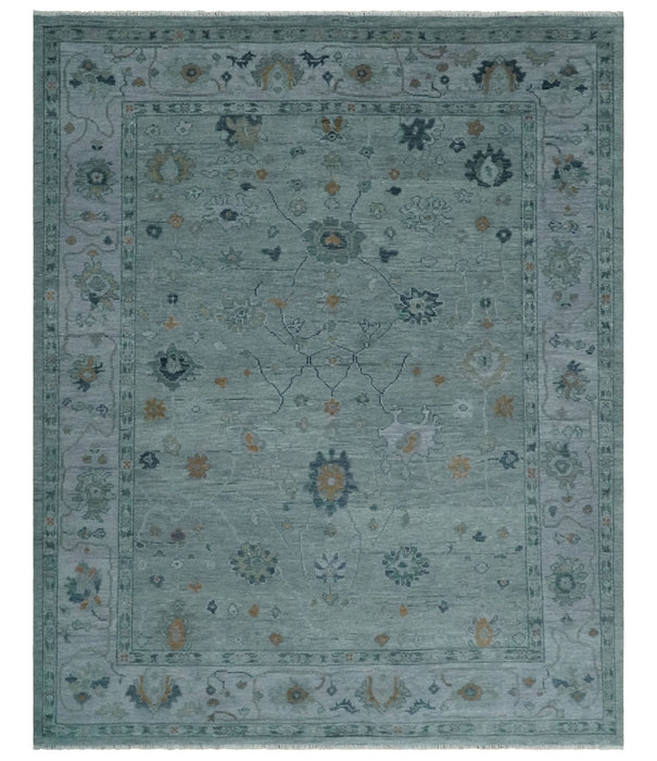 Antique Hand Knotted Charcoal and Gray Traditional Oushak wool Area Rug