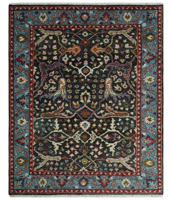 Black and Blue Hand Knotted Traditional Oushak Multi Size Wool Area Rug