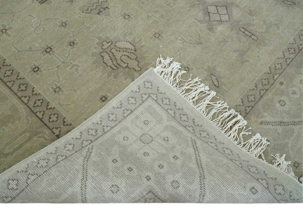 Antique 8x10 Hand Knotted Beige Traditional Vintage Persian Oushak Wool Rug | AC21810