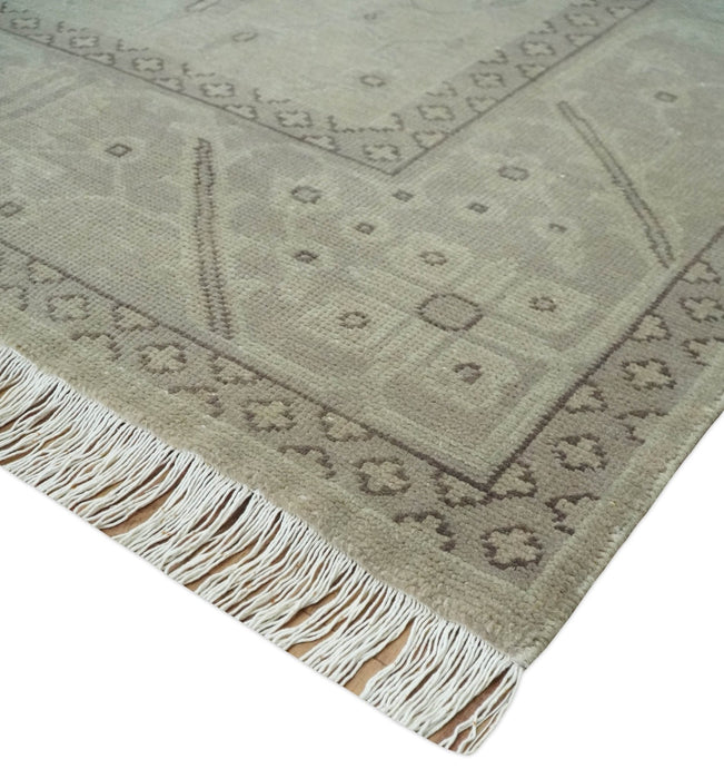 Antique 8x10 Hand Knotted Beige Traditional Vintage Persian Oushak Wool Rug | AC21810
