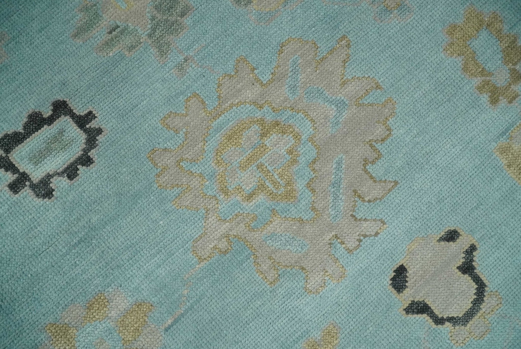 Antique Blue Charcoal Hand knotted Traditional Multi Size Oushak Wool Area Rug