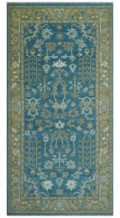 Antique Blue and Brown Traditional Persian Hand Knotted Wool Area Rug