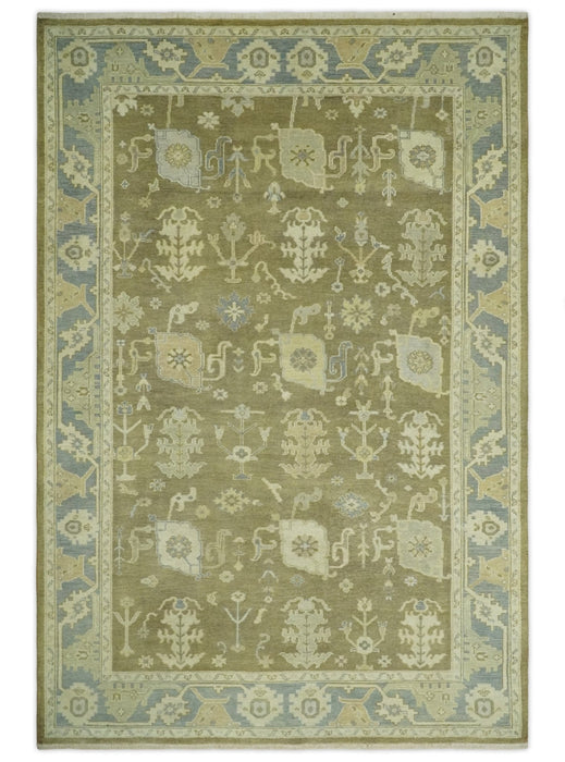 Antique Gray and Beige Hand Knotted Traditional Oushak Wool Rug