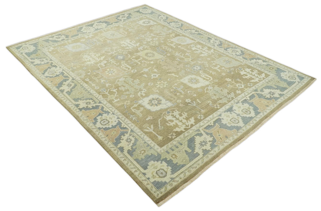 Antique Gray and Beige Hand Knotted Traditional Oushak Wool Rug