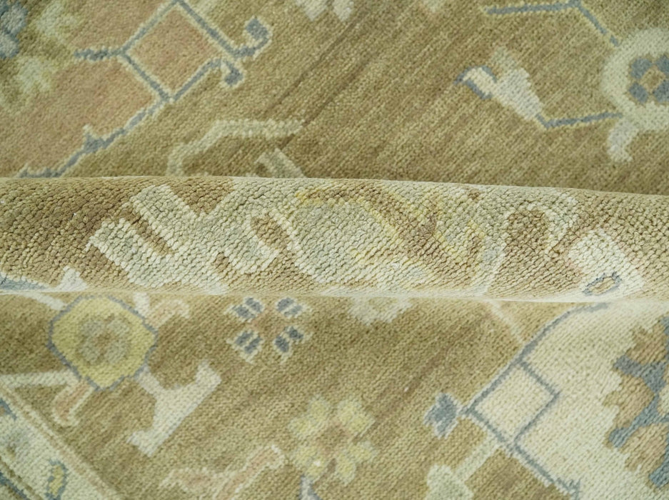 Antique Gray and Beige Hand Knotted Traditional Oushak Wool Rug