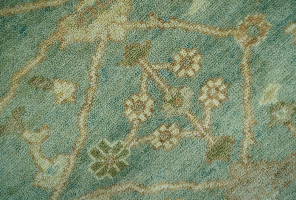 Antique design 8x10 Green and Beige Traditional Oriental Oushak wool area rug