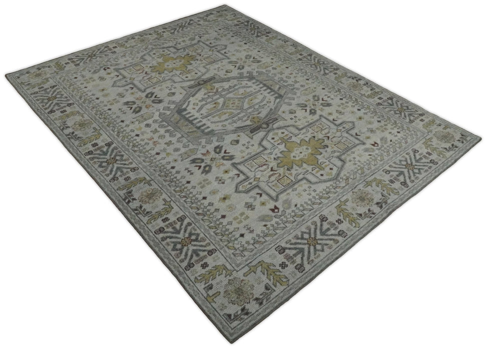 Distressed Traditional Turkish Hand Knotted Gray Custom Made wool Area Rug