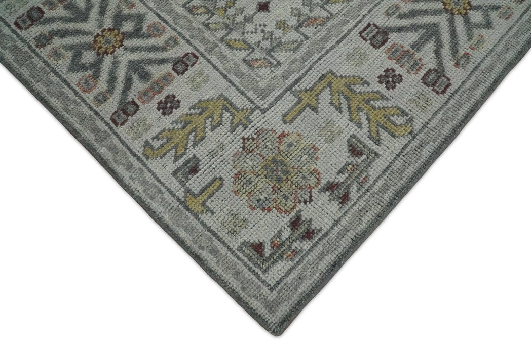 Distressed Traditional Turkish Hand Knotted Gray Custom Made wool Area Rug