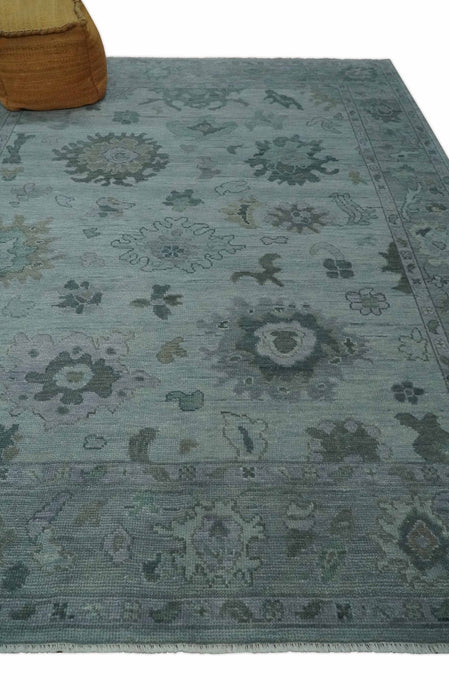 Antique look Bluish Gray Hand knotted Traditional Oushak Multi Size wool area Rug