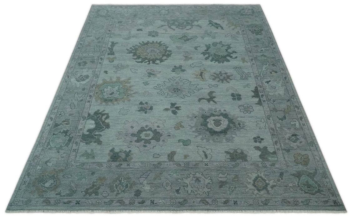 Antique look Bluish Gray Hand knotted Traditional Oushak Multi Size wool area Rug
