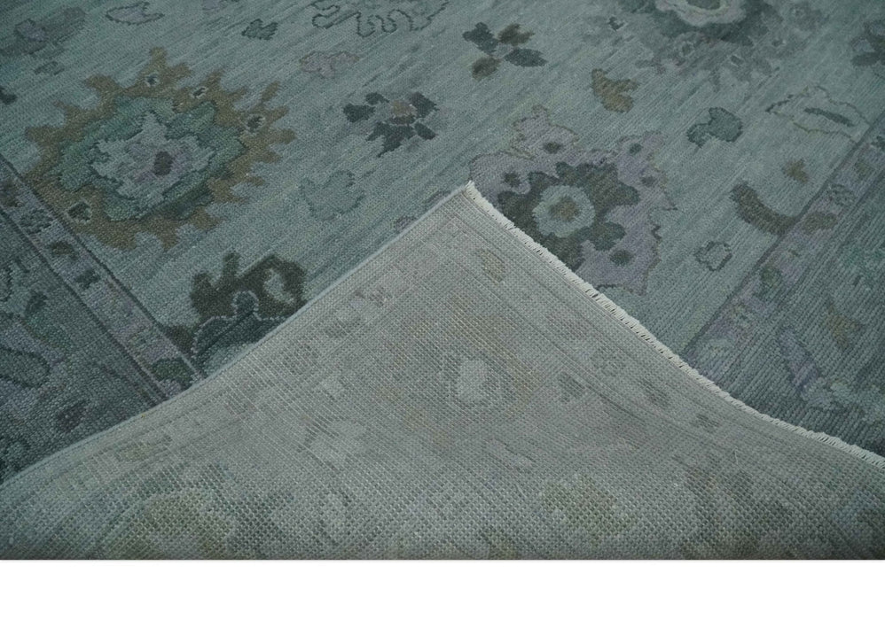 Antique look Bluish Gray Hand knotted Traditional Oushak Multi Size wool area Rug