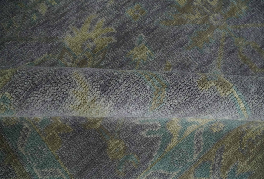 Antique look Charcoal and Olive Hand Knotted 9x12 Traditional Oushak Wool Area Rug