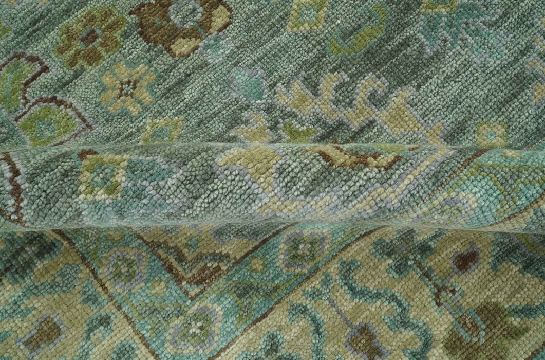 Antique look Green and Olive Hand Knotted Traditional Oushak 9x12 wool area rug