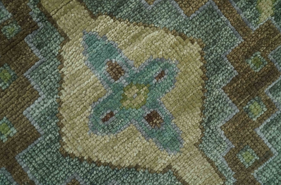 Antique look Green and Olive Hand Knotted Traditional Oushak 9x12 wool area rug