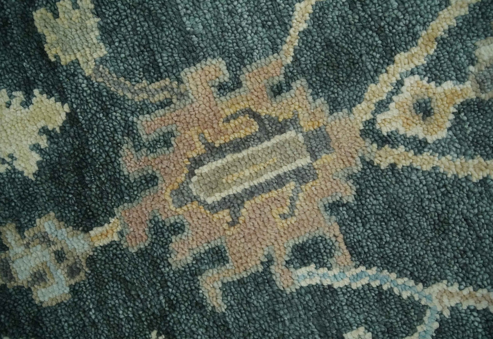 Antique look Green, Aqua and Beige Hand Knotted Traditional Oushak 8x10 wool area Rug