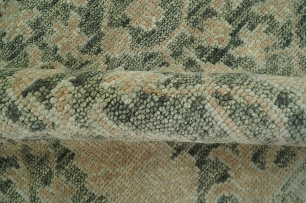 Antique look vintage style Green, Beige and Brown traditional Hand Knotted Multi Size wool rug
