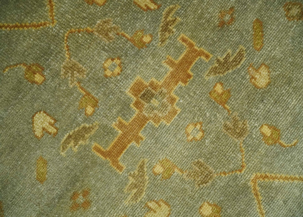 Antique Moss 8x10 Hand Knotted Gray and Brown Traditional Oushak Style Wool Rug