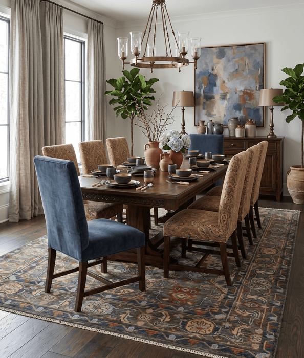 Antique Moss Traditional Oushak Charcoal, Brown and Blue Hand knotted Custom Made Rug